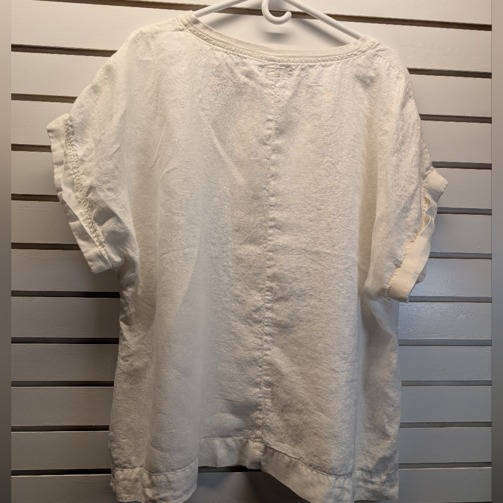 FLAX White Linen Oversized Tunic Top with Cuffed Sleeves Size 2G EUC - Picture 4 of 7